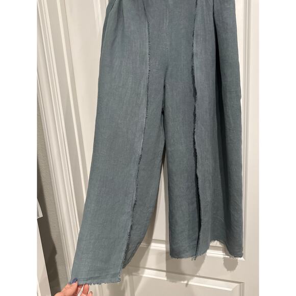 MSRP $120 KRISA Revolve Split Front Linen Palazzo Pants Size L | SAME DAY SHIP - Picture 4 of 5
